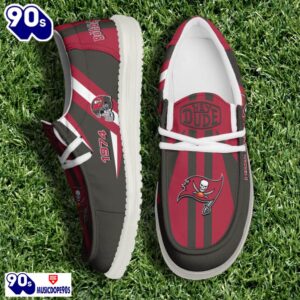 Personalized Tampa Bay Buccaneers NFL Team White Canvas Loafer Shoes