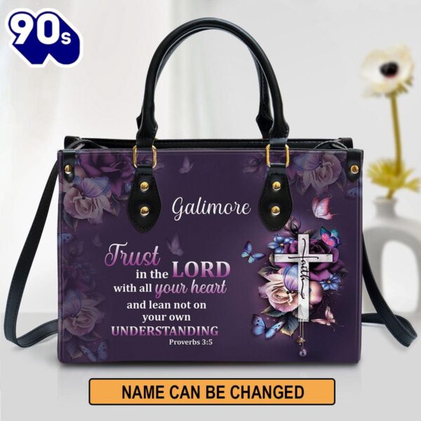 Personalized Trust In The Lord With All Your Heart Leather Bag , Christian Bags  Gift For Women Christmas