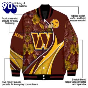 Personalized Washington Commanders Floral Print Burgundy Jacket