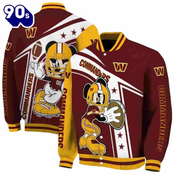 Personalized Washington Commanders Mickey Football Burgundy White Jacket