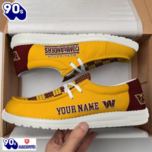 Personalized Washington Commanders NFL 32 Teams HeyDude Canvas Loafer Shoes