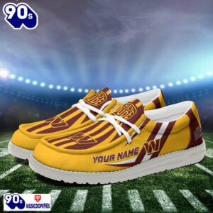 Personalized Washington Commanders NFL Team White Canvas Loafer Shoes