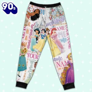 Personalized Watercolor Disney Princess Cute Pajamas - Movie Cartoon Holiday Pajamas