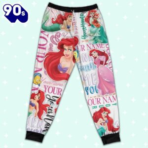 Personalized Watercolor Disney Princess the Little Mermaid Ariel Pajamas Set - Movie Cartoon Holiday Pajamas