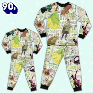 Personalized Watercolor Disney the Princess and the Frog Pajamas Set - Movie Cartoon Holiday Pajamas