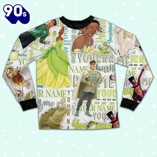 Personalized Watercolor Disney the Princess and the Frog Pajamas Set – Movie Cartoon Holiday Pajamas