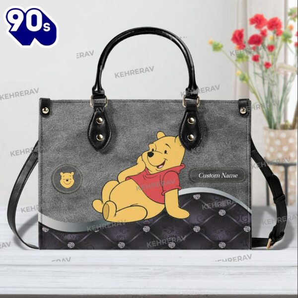 Personalized Winnie The Pooh Cute & Customizable Women  Leather Handbag