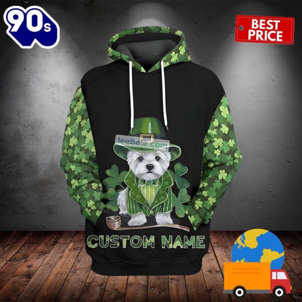 Personalized Yorkshire Terrier St Patrick Day Green 3D Illusion Hoodie 2025