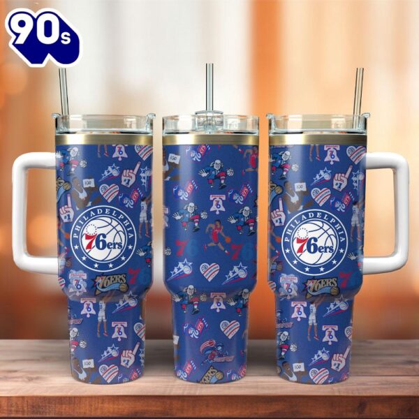 Philadelphia 76ers Basketball NBA Sport Custom Stanley Quencher 40oz Stainless Steel Tumbler