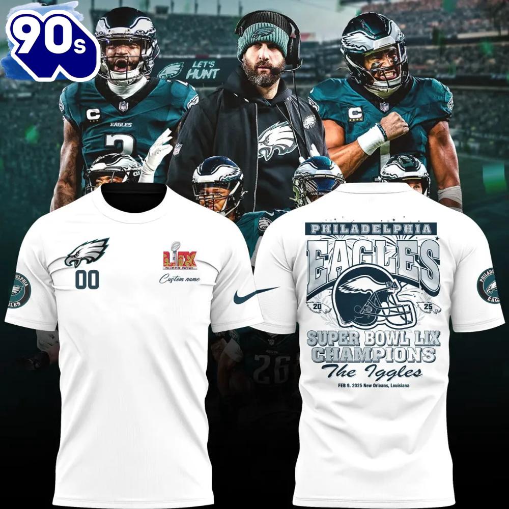 Philadelphia Eagles Champions Super Bowl LIX 2025 Special White Shirt Philadelphia Eagles Champions Super Bowl LIX 2025 Special White Shirt
