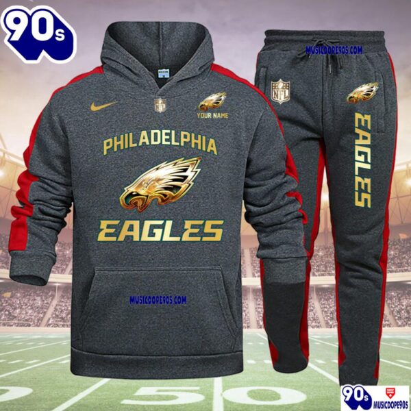 Philadelphia Eagles NFL 32 Teams Personlized Golden Logo Hoodie Set