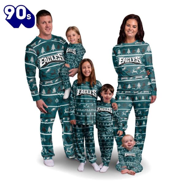 NCAA Family Pajama Sets  Philadelphia Eagles NFL Patterns Essentials Christmas Holiday Family Matching Pajama Sets