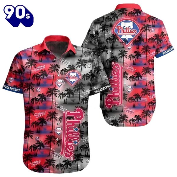 Philadelphia Phillies Aloha Shirt Vintage Style And Palm Tree Pattern