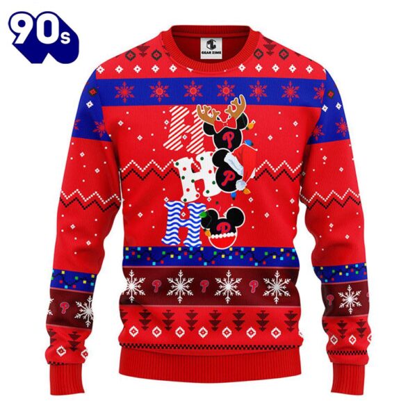 Philadelphia Phillies Hohoho Mickey Christmas Ugly Sweater  Gift Christmas