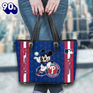 Philadelphia Phillies Mlb Mickey Women Leather Tote Bag