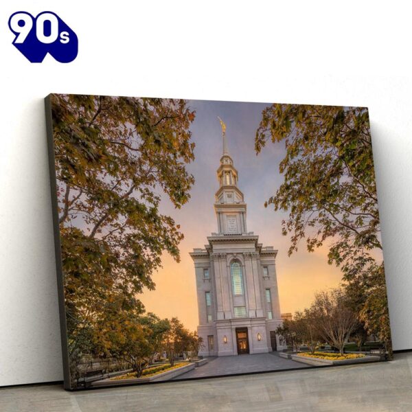 Philadephia Temple Through The Trees Canvas Wall Art Jesus Christ Picture Canvas  Gift Christmas
