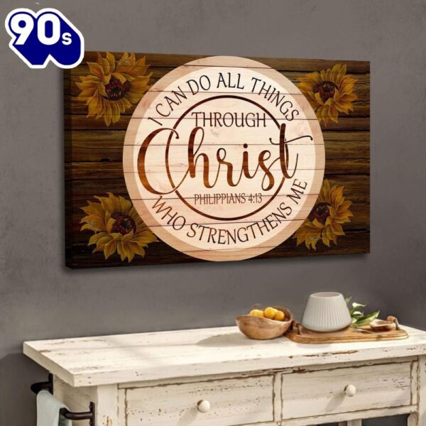 Philippians 413 Wall Art Sunflower I Can Do All Things Through Christ Canvas Print  Gift Christmas