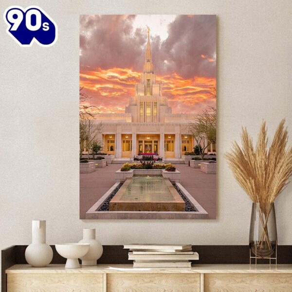 Phoenix Arizona Temple Fiery Sky Canvas Pictures Jesus Canvas Art   Gift Christmas