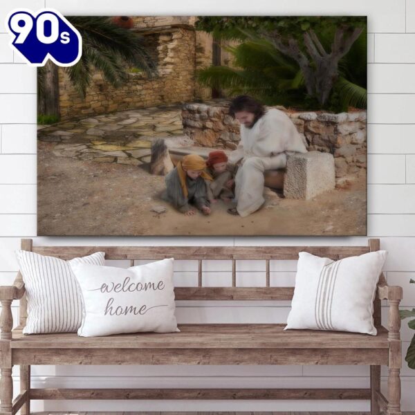 Pictures Of Jesus With Children As A Child Canvas Wall Art Christian Wall Decor  Gift Christmas