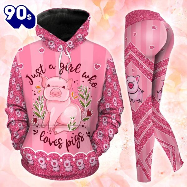 Pig Just A Girl Who Loves Pigs Pink All Over Print Leggings Hoodie Set Outfit For Women Gift Xmas