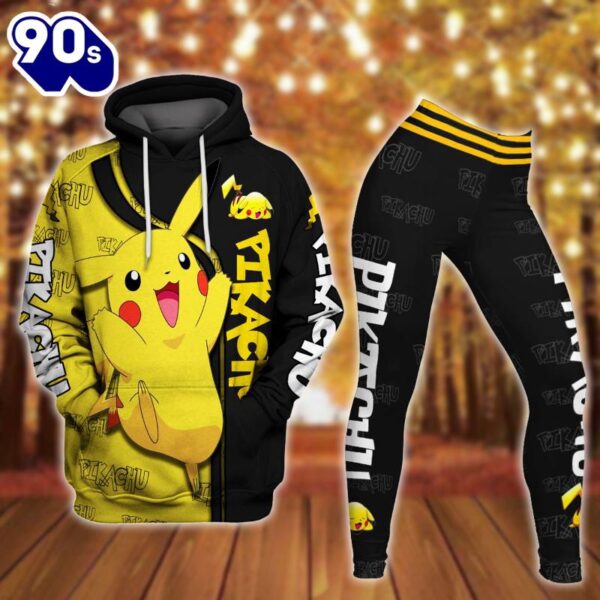 Pikachu Design Hoodie And Leggings Set