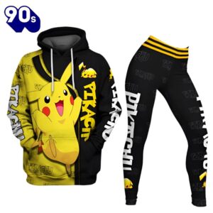 Pikachu Design Hoodie And Leggings Set