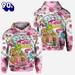 Pink Christmas - Personalized Grinch Stole Christmas Hoodie and Leggings