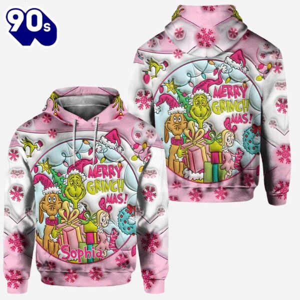 Pink Christmas – Personalized Grinch Stole Christmas Hoodie and Leggings