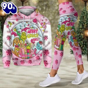 Pink Christmas - Personalized Grinch Stole Christmas Hoodie and Leggings