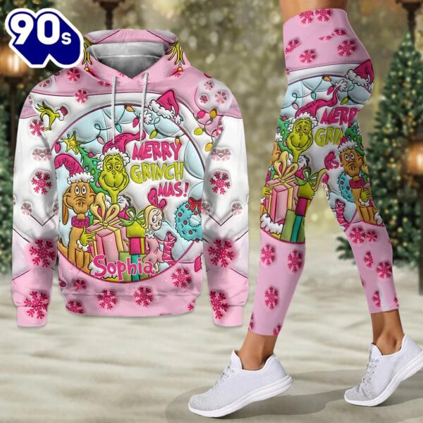 Pink Christmas – Personalized Grinch Stole Christmas Hoodie and Leggings