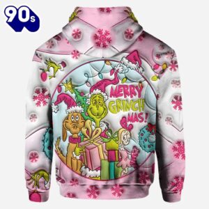 Pink Christmas - Personalized Grinch Stole Christmas Hoodie and Leggings