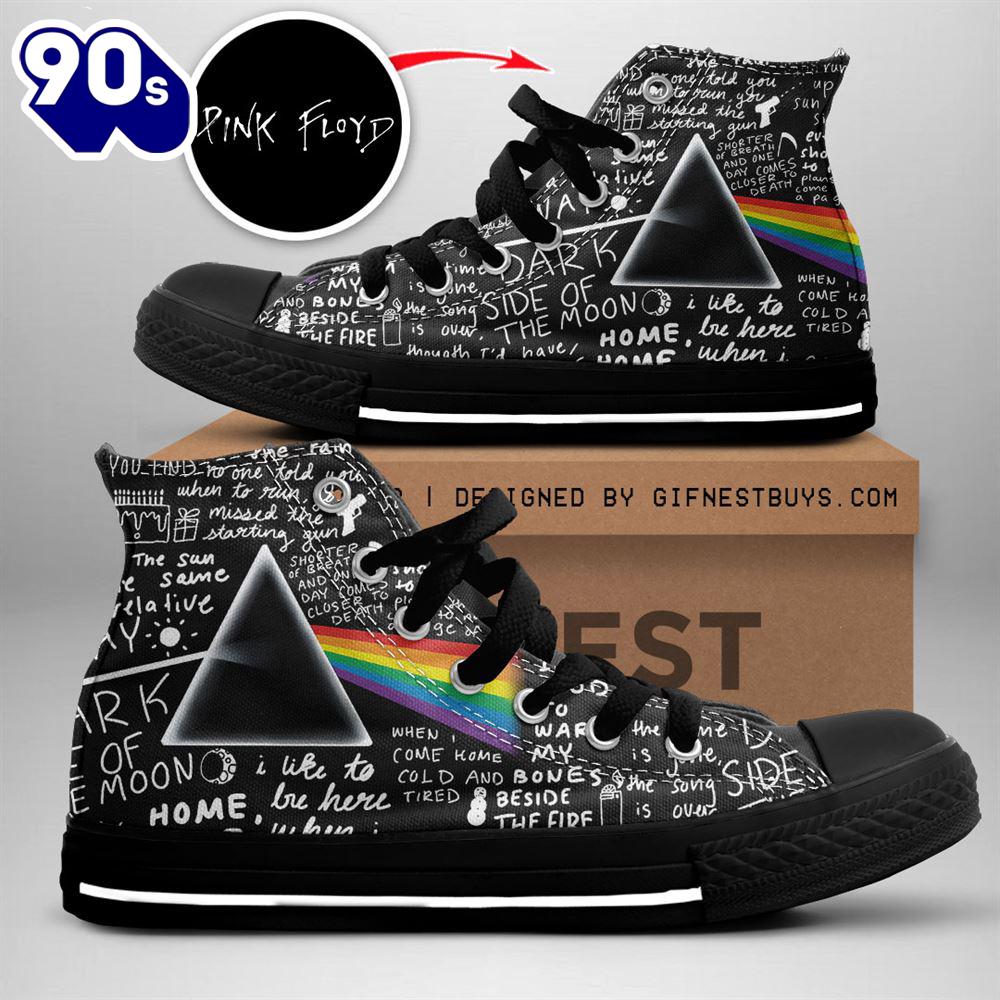 Pink Floyd Full Text Black Shoes, Pink Floyd High Top Shoes For Fans Pink Floyd Full Text Black Shoes, Pink Floyd High Top Shoes For Fans