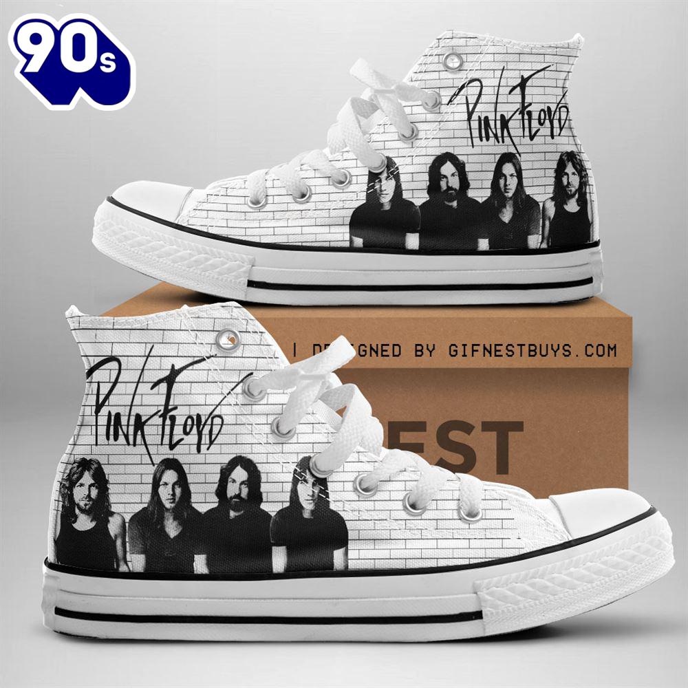 Pink Floyd Members White Shoes, Pink Floyd High Top Shoes For Fans Pink Floyd Members White Shoes, Pink Floyd High Top Shoes For Fans