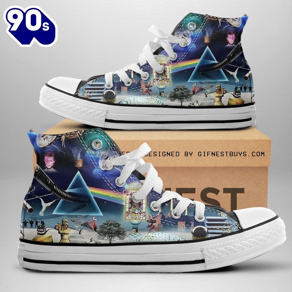 Pink Floyd Symbol Blue Shoes, Pink Floyd High Top Shoes For Fans Pink Floyd Symbol Blue Shoes, Pink Floyd High Top Shoes For Fans