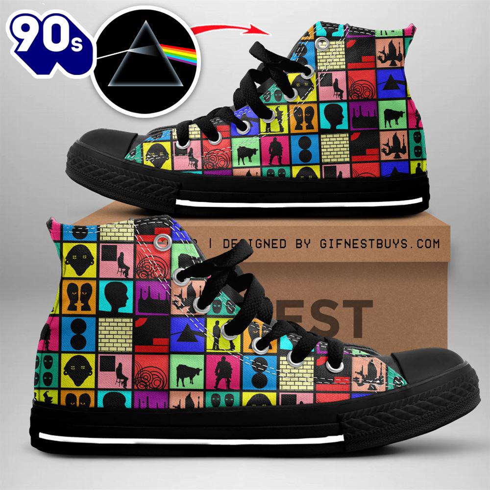 Pink Floyd Symbol Colorful Shoes, Pink Floyd High Top Shoes For Fans Pink Floyd Symbol Colorful Shoes, Pink Floyd High Top Shoes For Fans