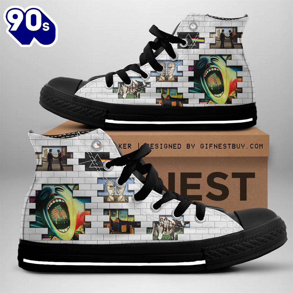 Pink Floyd Symbol In Brick Shoes, Pink Floyd High Top Shoes For Fans Pink Floyd Symbol In Brick Shoes, Pink Floyd High Top Shoes For Fans