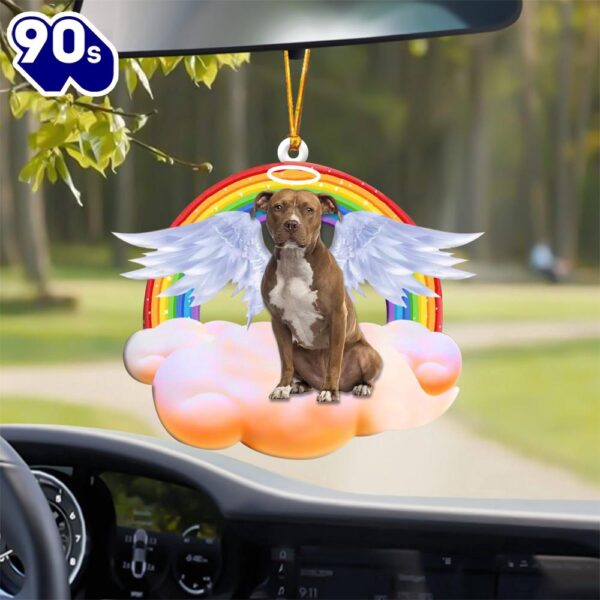 Pit Bull With Angel Wings Memorial Ornament, Gift For Christmas