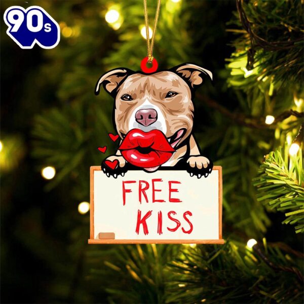 Pit-Bull Free Kiss Christmas Ornament, Gift For Christmas