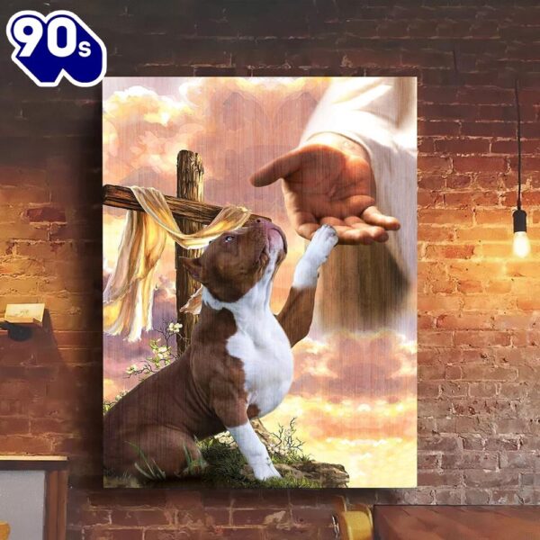 Pitbull God Hand Canvas Canvas Decor Ideas  Gift Christmas