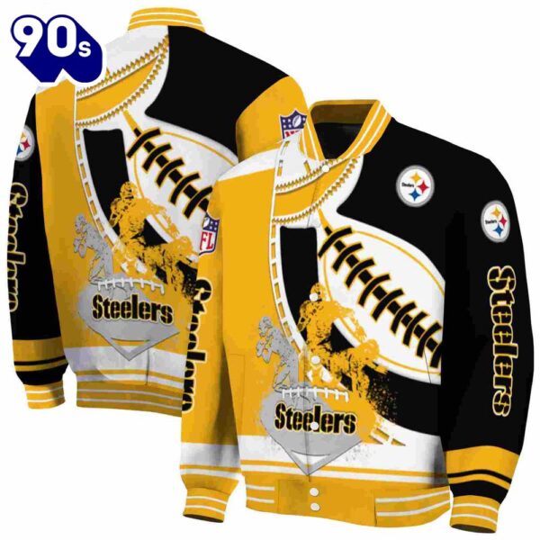 Pittsburgh Steelers Baseball Stitching Black White Jacket