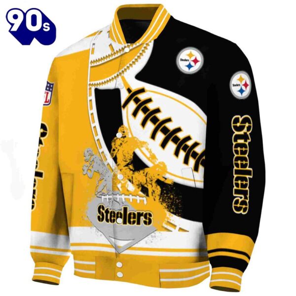 Pittsburgh Steelers Baseball Stitching Black White Jacket