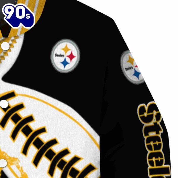 Pittsburgh Steelers Baseball Stitching Black White Jacket