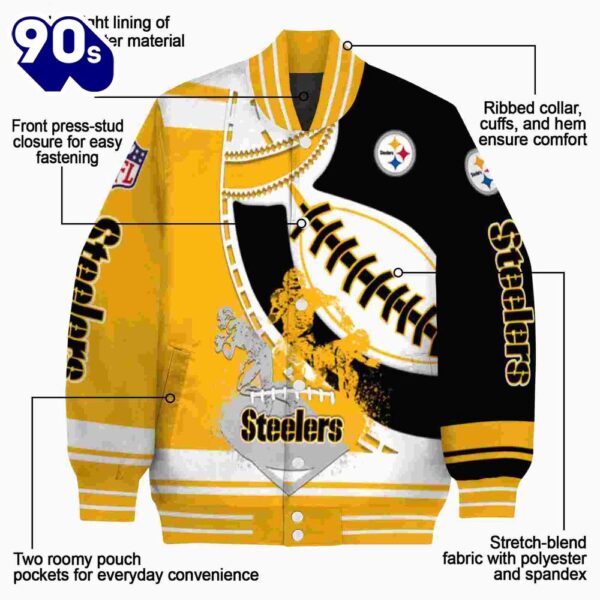 Pittsburgh Steelers Baseball Stitching Black White Jacket