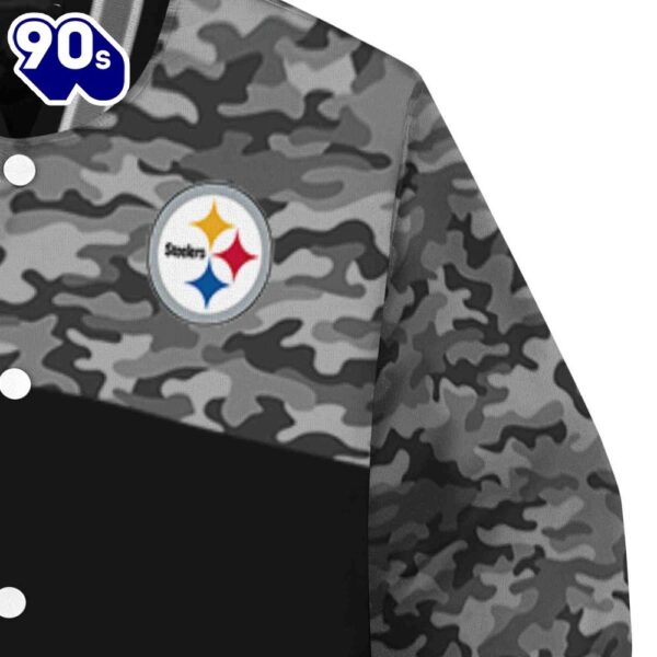 Pittsburgh Steelers Camo Patchwork Black Jacket