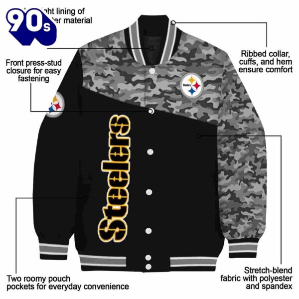 Pittsburgh Steelers Camo Patchwork Black Jacket