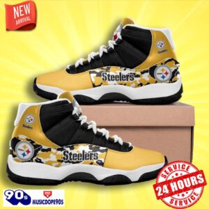Pittsburgh Steelers Football Team Camo Pattern Air Jordan 11 Best Sneakers For Men Women Fans