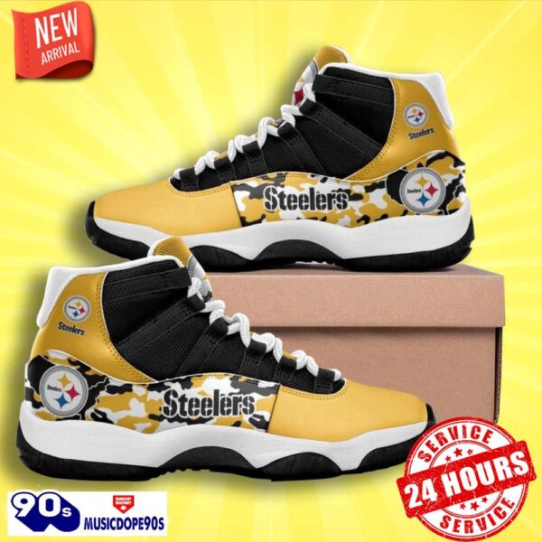 Pittsburgh Steelers Football Team Camo Pattern Air Jordan 11 Best Sneakers For Men Women Fans