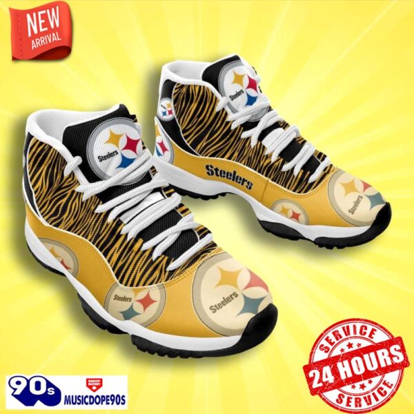 Pittsburgh Steelers Football Team Zebra Pattern Air Jordan 11 Best Sneakers For Men Women Fans