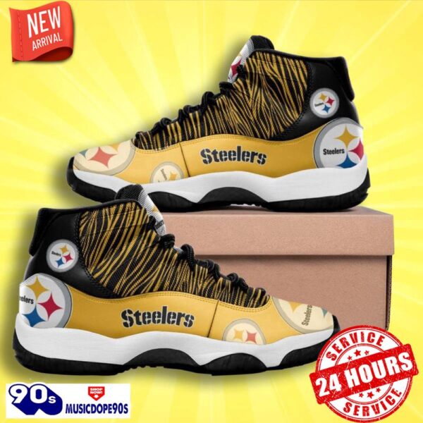 Pittsburgh Steelers Football Team Zebra Pattern Air Jordan 11 Best Sneakers For Men Women Fans