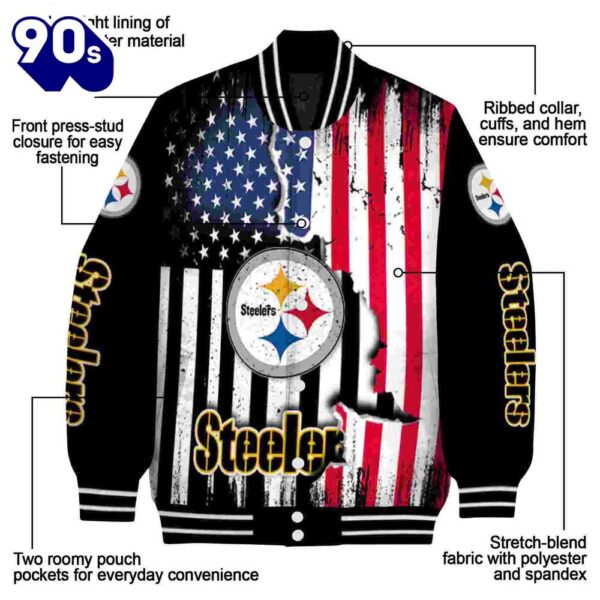 Pittsburgh Steelers Patriotic Theme Black Jacket